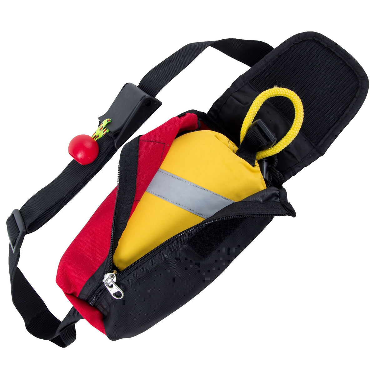 NRS Guardian Wedge Waist Throw Bag in red and black with quick-release waist belt