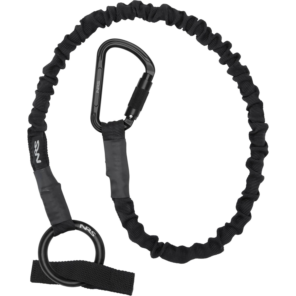 NRS Tow Tether with black bungee, Nuq twist lock carabiner and forged aluminium O-ring