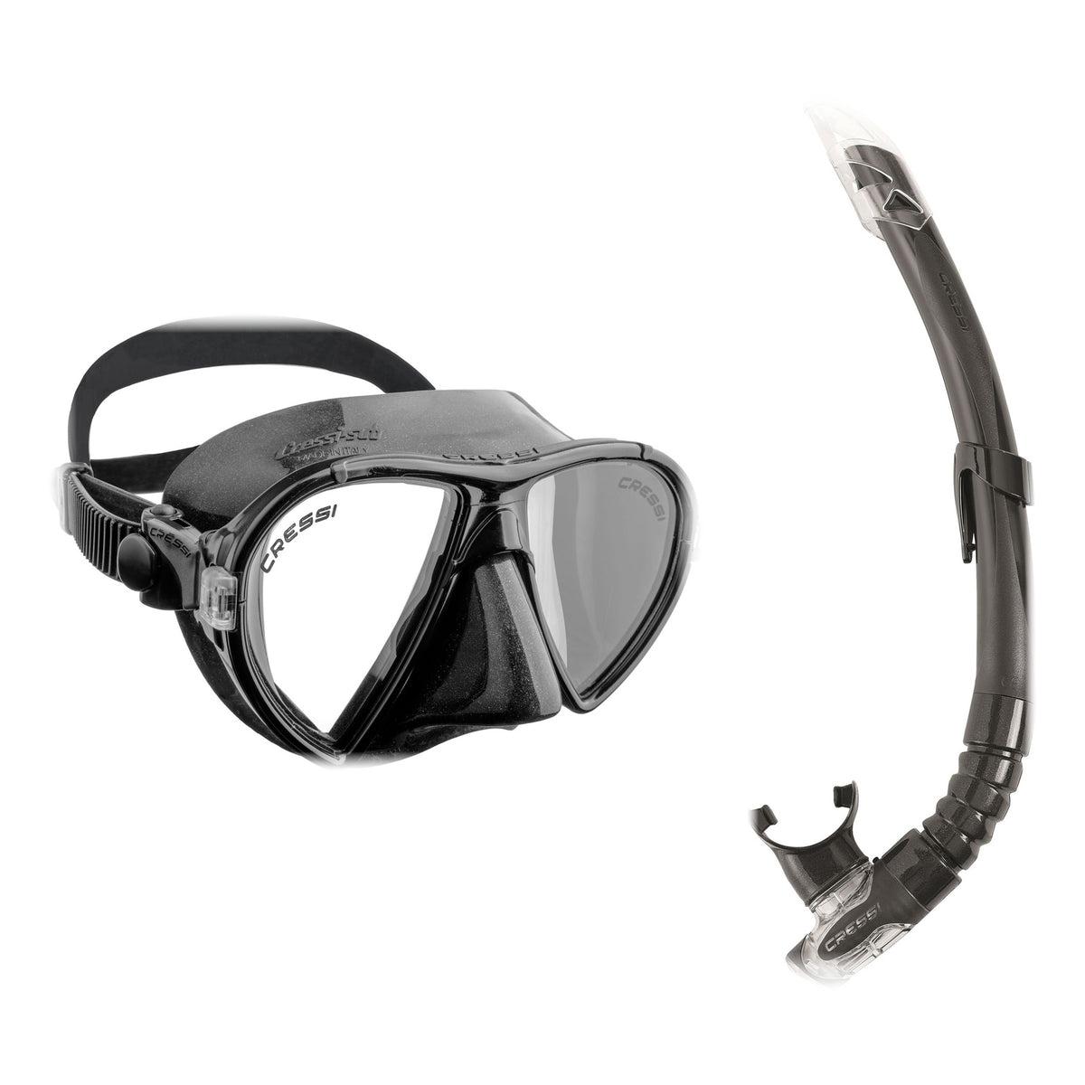 Cressi Ocean mask in clear with aquamarine and Gamma snorkel in clear with aquamarine