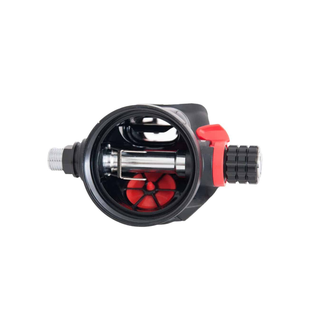 OMS Airstream Evoque DIN regulator set with yellow Evoque octopus on a yellow hose