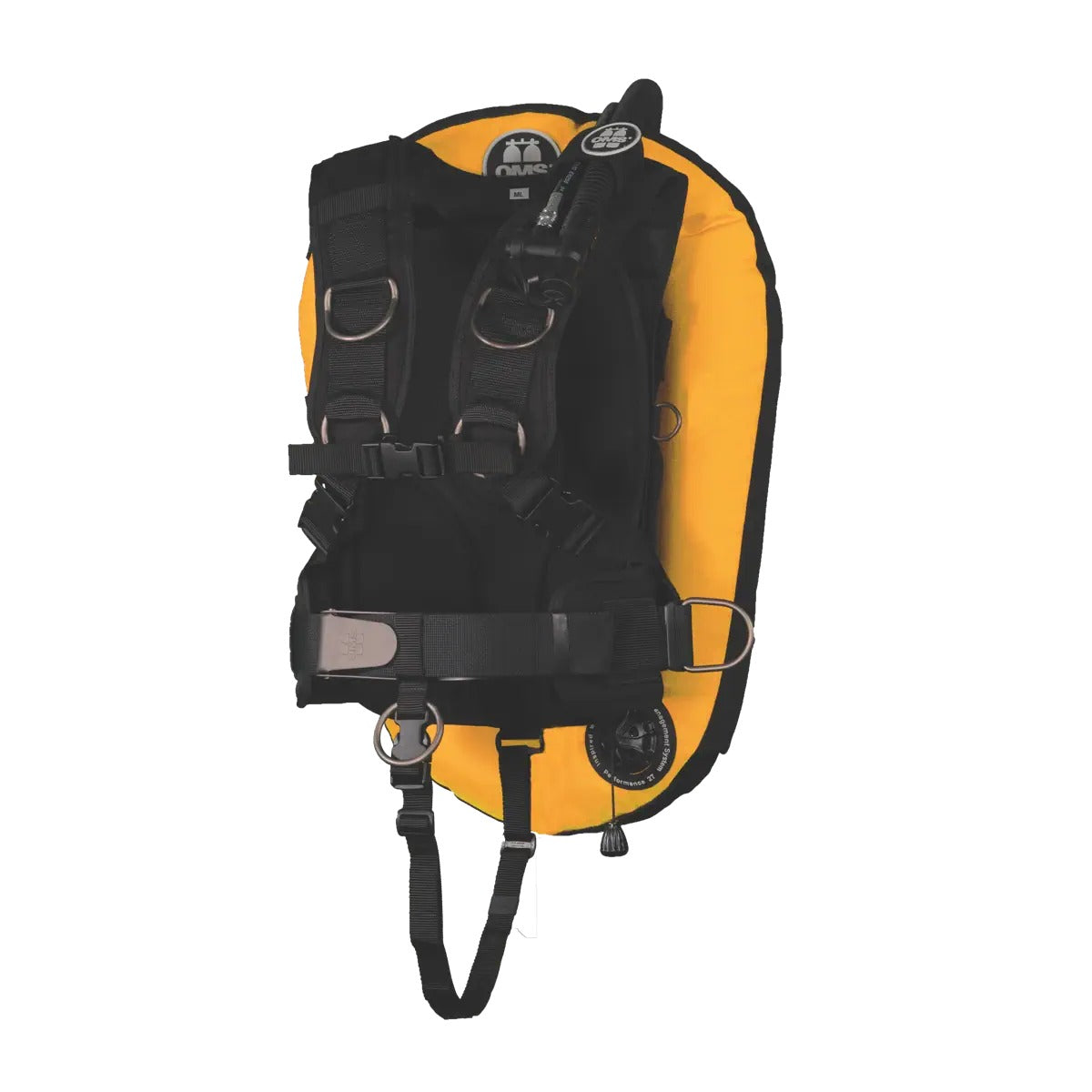 OMS IQ Lite backpack with a lava orange Performance Mono Wing 27 lb