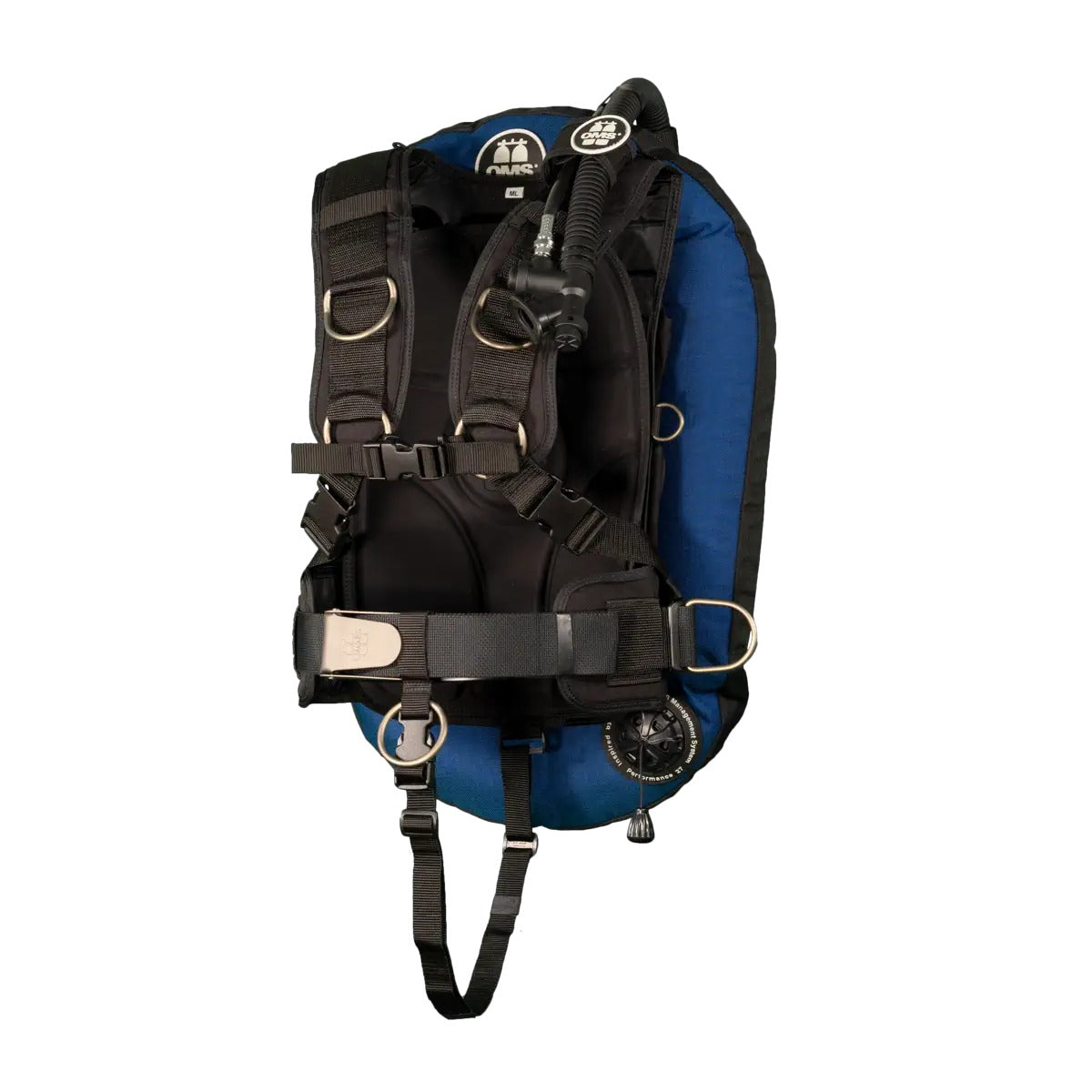 OMS IQ Lite backpack with an ocean blue Performance Mono Wing 27 lb