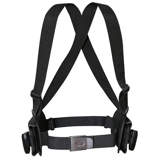 Scubatech weight belt with shoulder straps and weight pockets, front view
