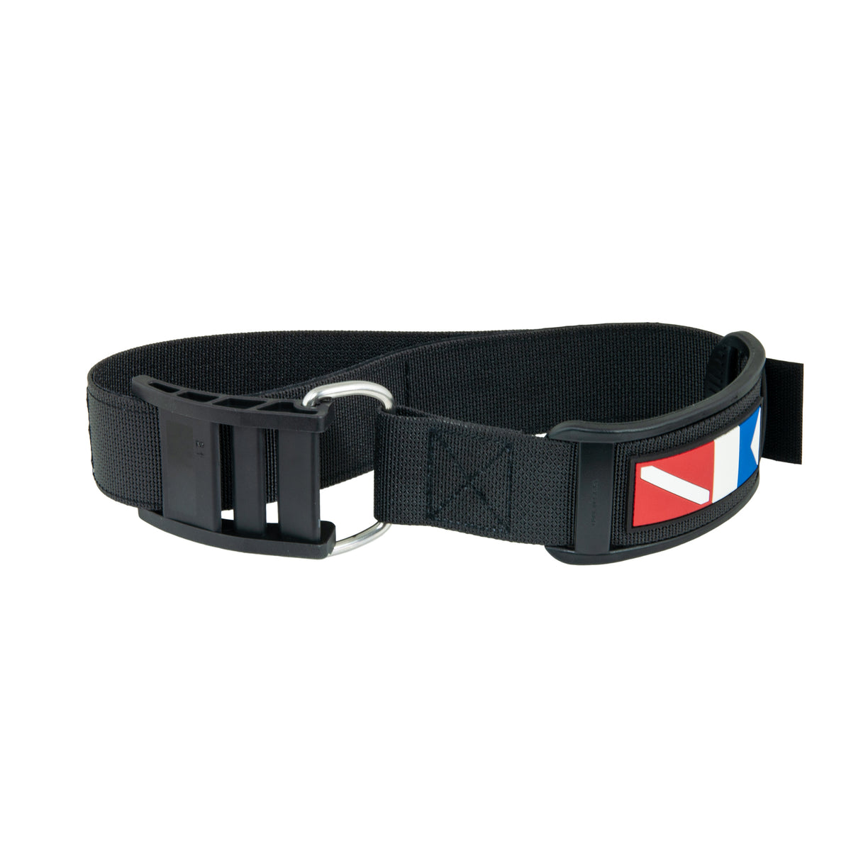 Scubatech black cylinder band with cam buckle and dive flag patch, for 171 mm cylinders