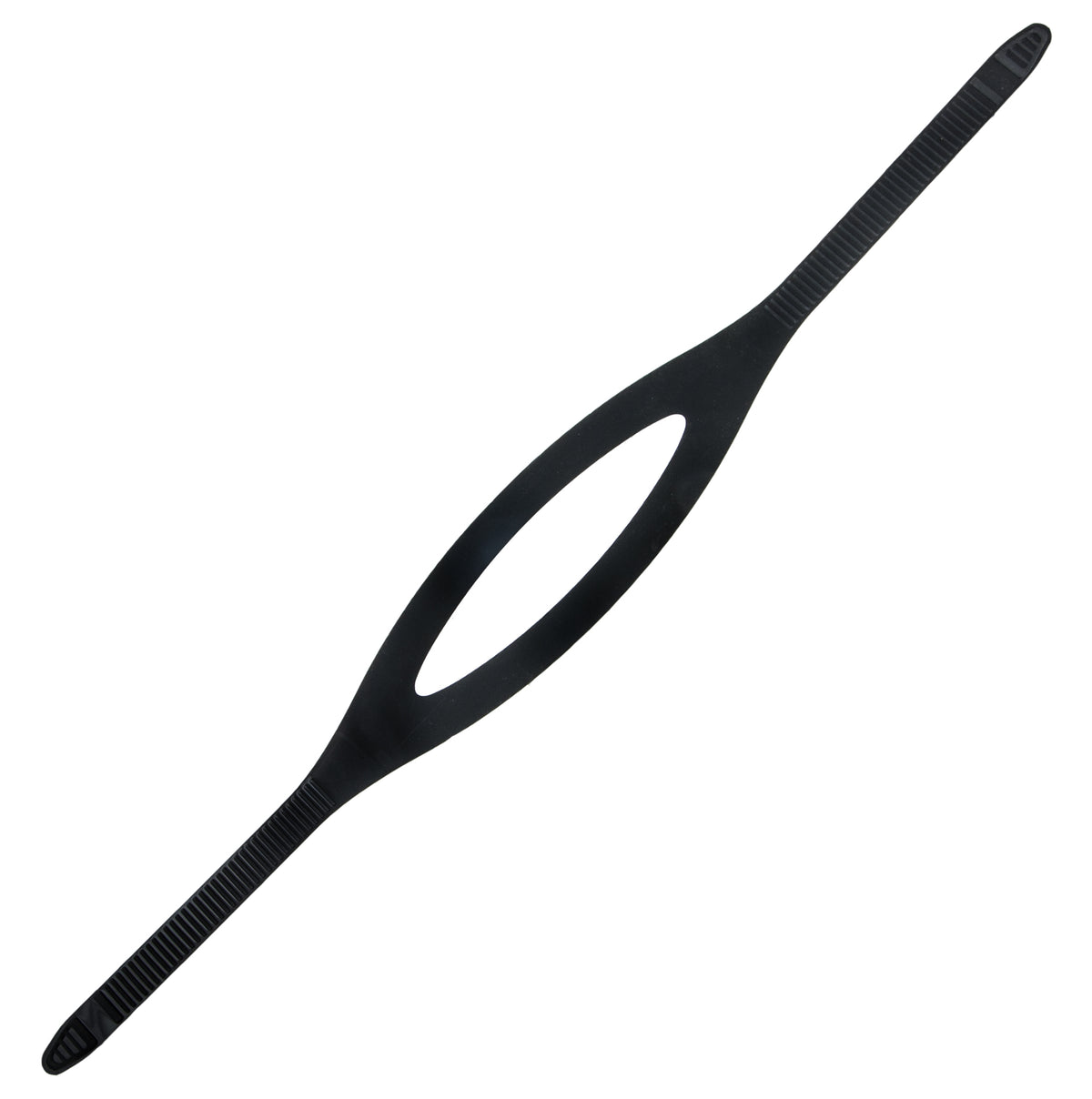 Tecline black silicone mask strap, 16 mm, with split back and ribbed ends