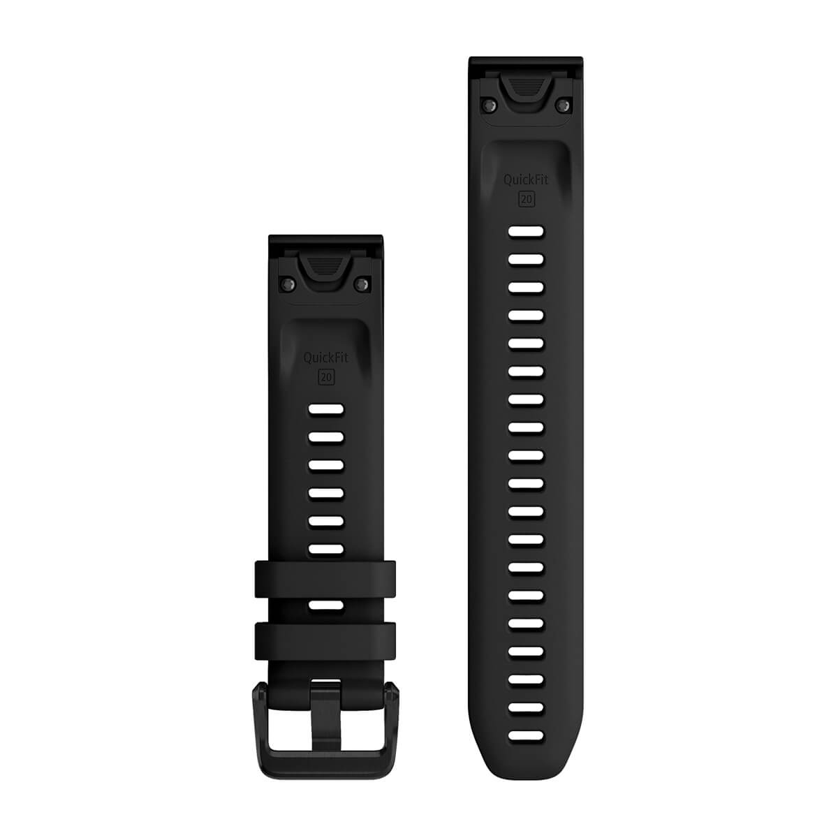 Garmin QuickFit 20 mm dive band in black silicone with QuickFit connectors and buckle