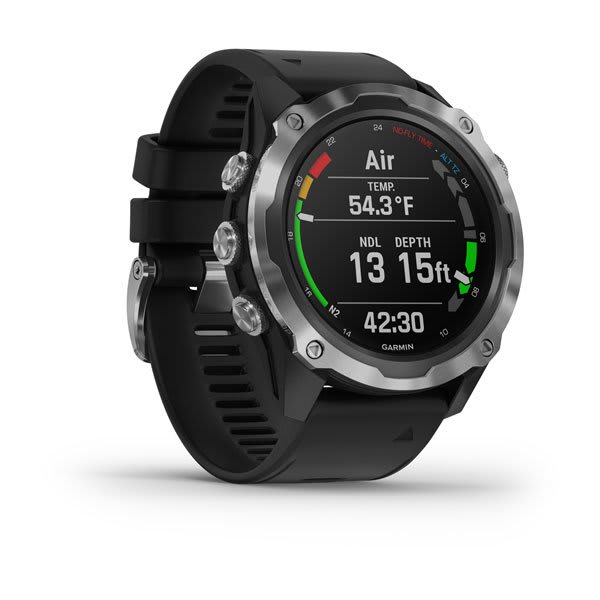 Garmin Descent Mk2i showing an air dive screen with depth and water temperature