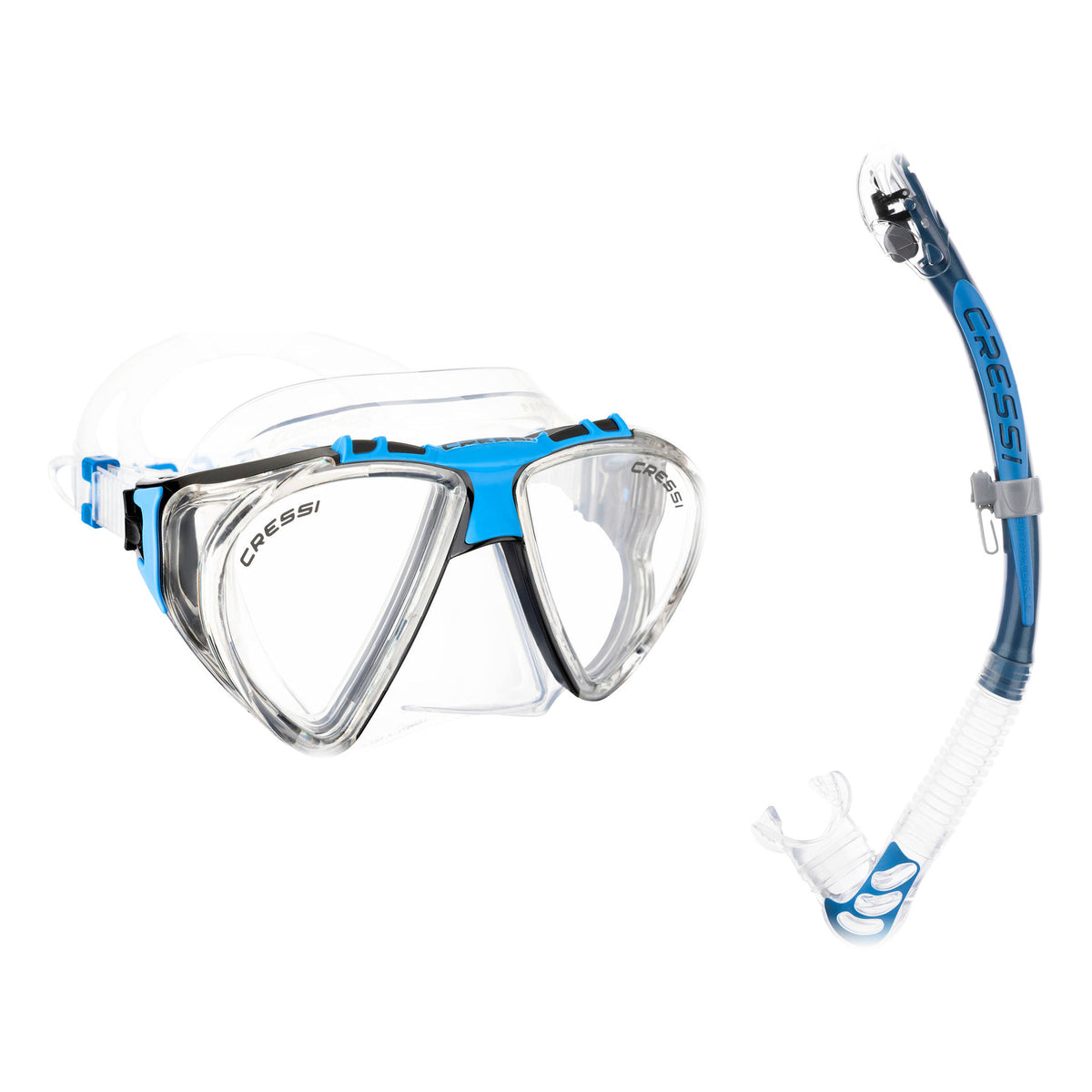 Cressi Penta mask in black and Alpha Ultra Dry snorkel in black