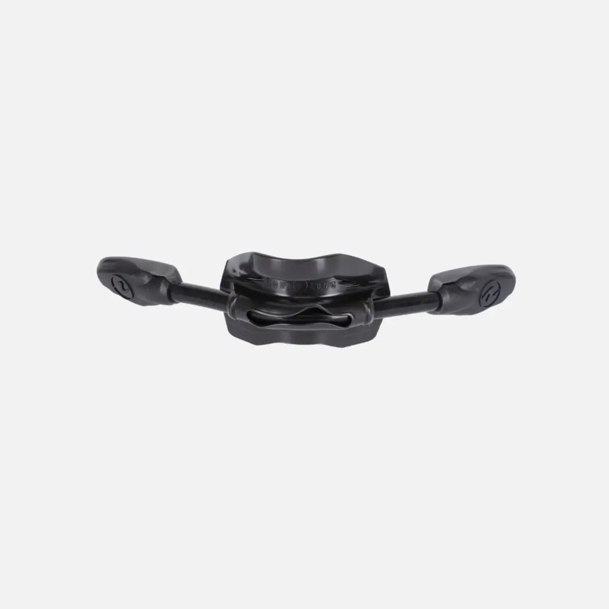 Aqua Lung Phazer fin bungee strap in black, shown flat with the moulded heel pad and the Phazer buckle fittings