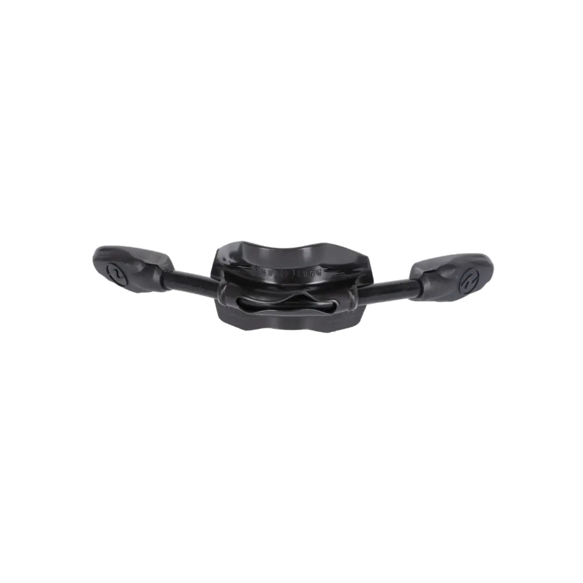 Aqua Lung Phazer fin bungee strap in black, shown flat with the moulded heel pad and the Phazer buckle fittings