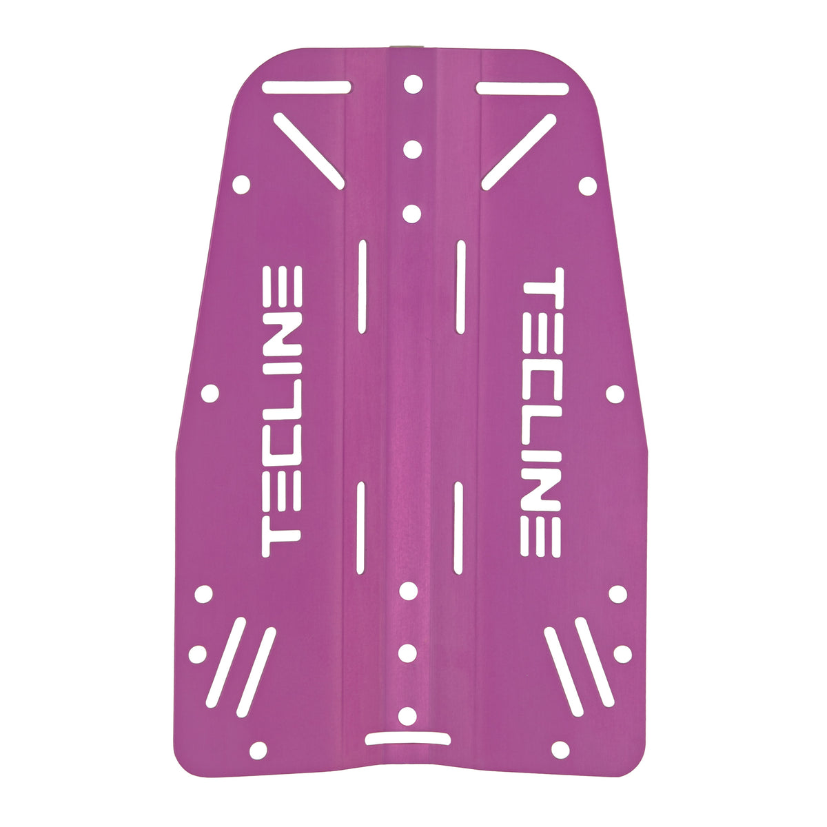 Tecline 3 mm aluminium standard backplate in purple, front view