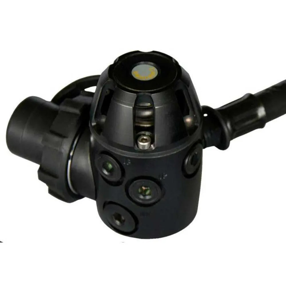 Poseidon Xstream Black DIN regulator with first stage, hose and black second stage