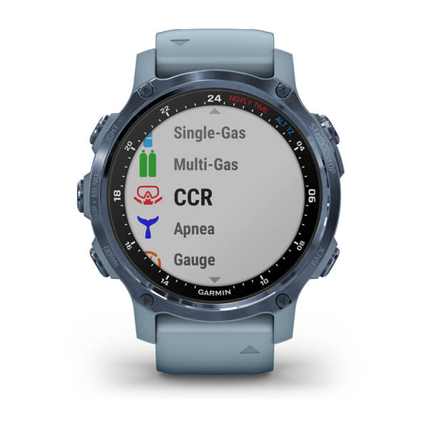 Garmin Descent Mk2S dive computer in mineral blue, right side profile