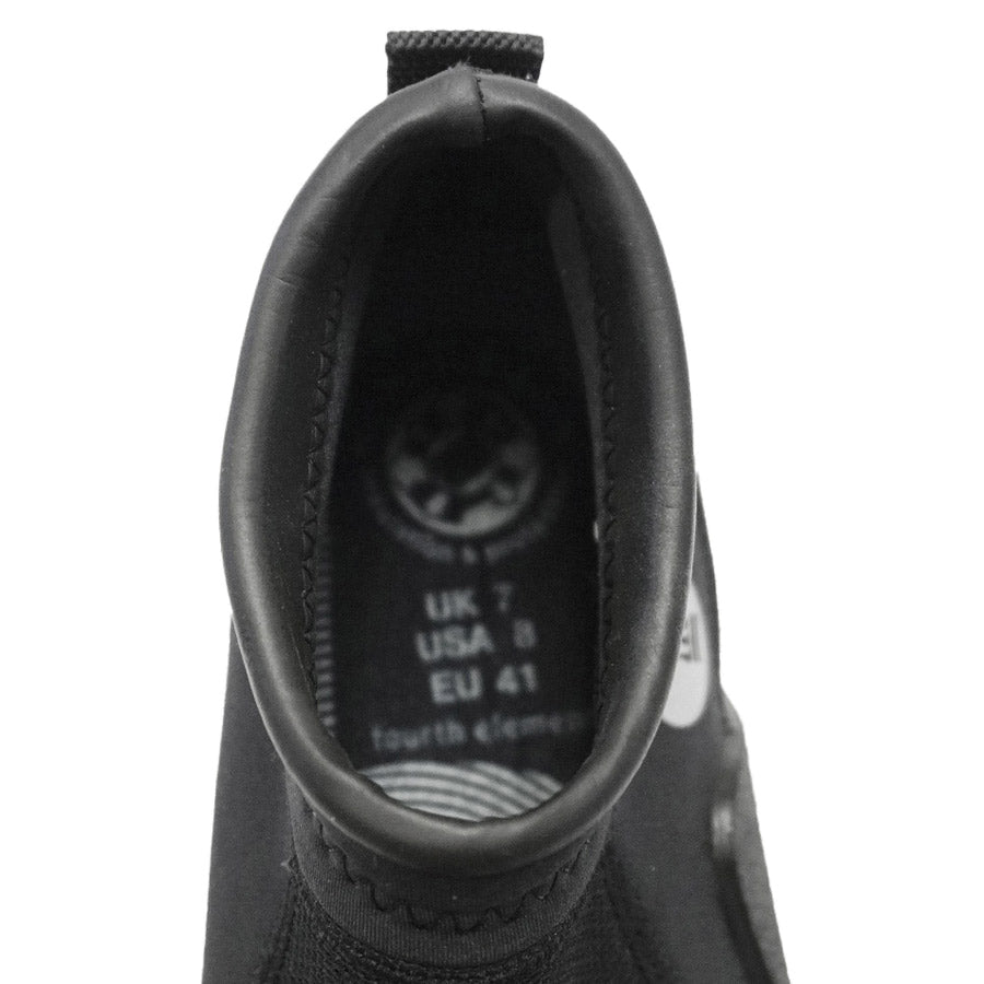 Inside of a black Fourth Element Rock Hopper boot showing the printed size label
