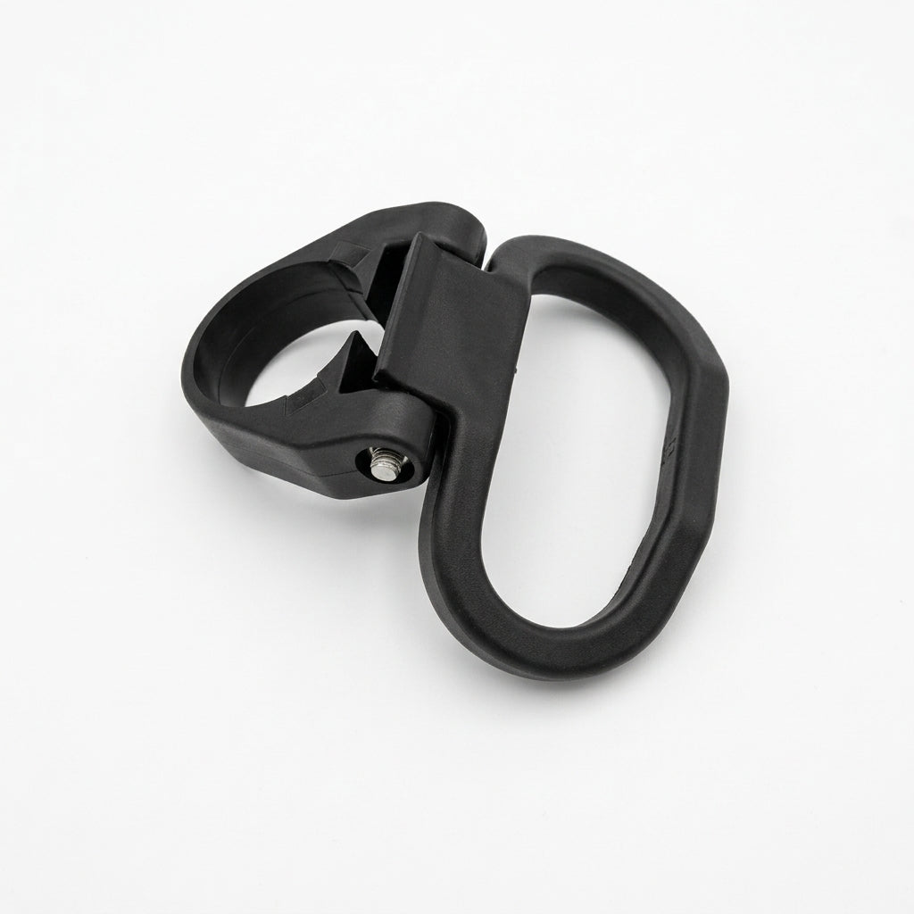 San-O-Sub folding tank handle in black, loop raised in the carrying position