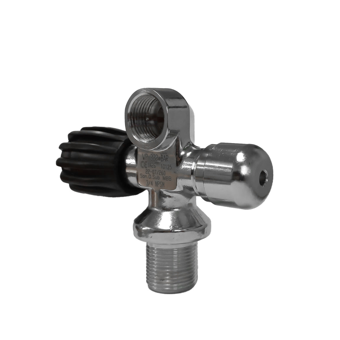 San-O-Sub 3/4 NPSM left hand modular valve from the right, showing the plugged side port