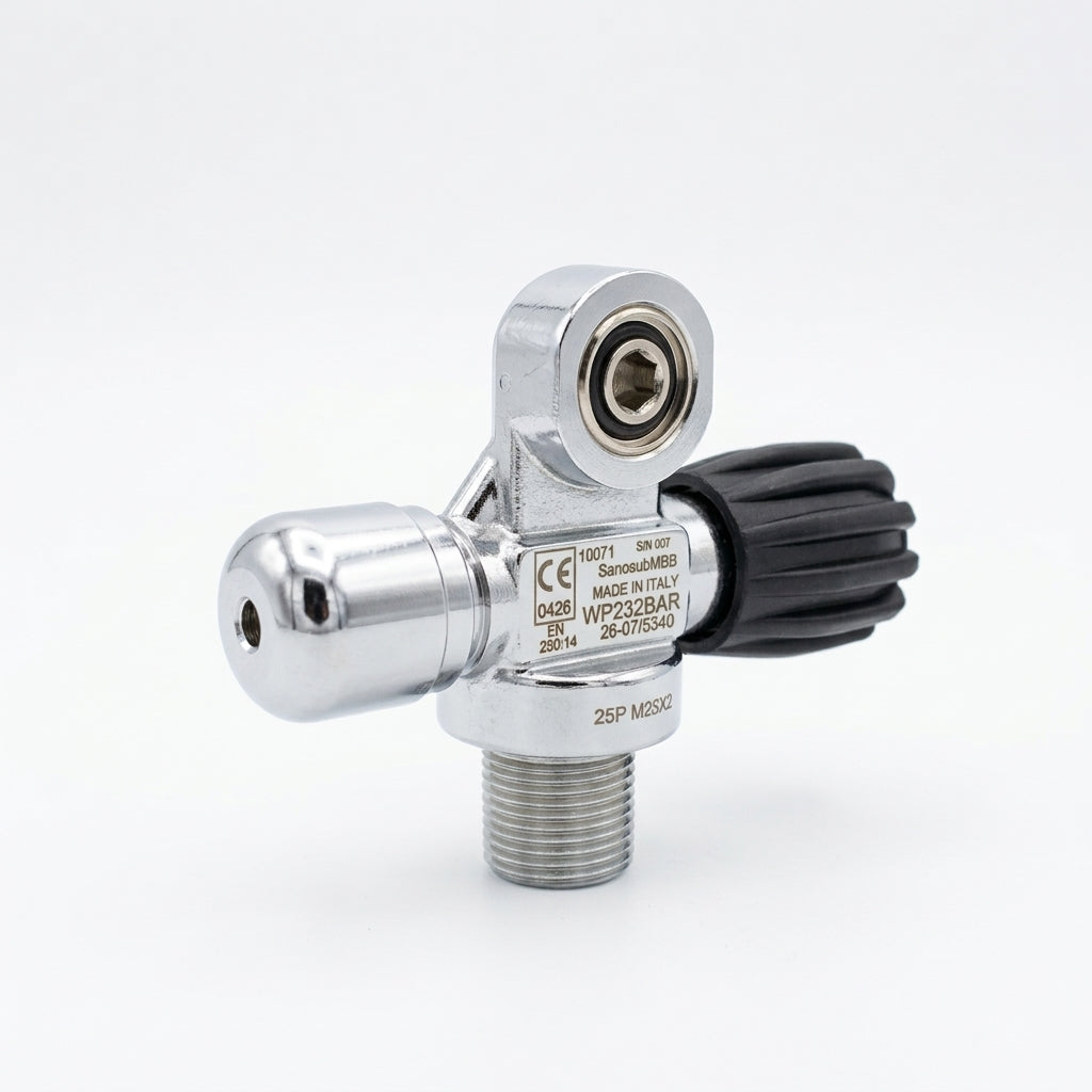 San-O-Sub right hand modular valve M25x2, 232 bar, front view with the side port plugged
