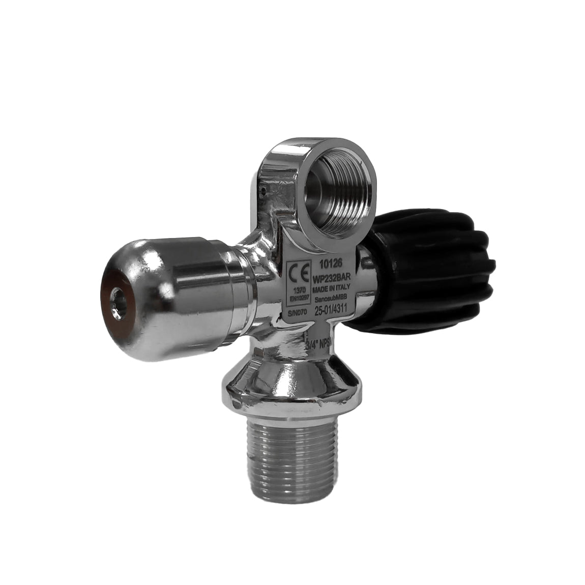 San-O-Sub 3/4 NPSM right hand modular valve from the left, showing the plugged side port