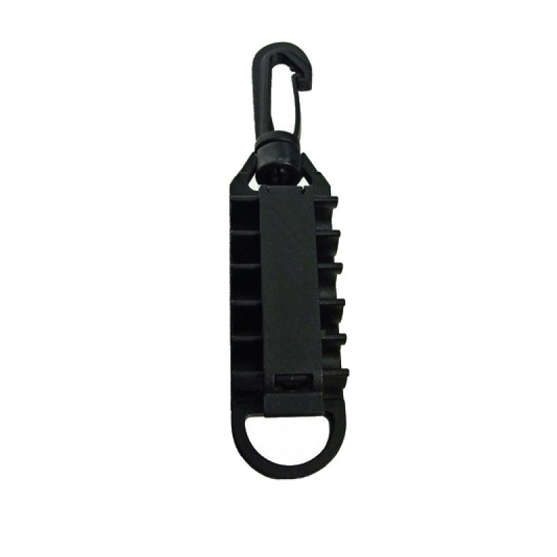 Scubatech black hose clip with a snap hook