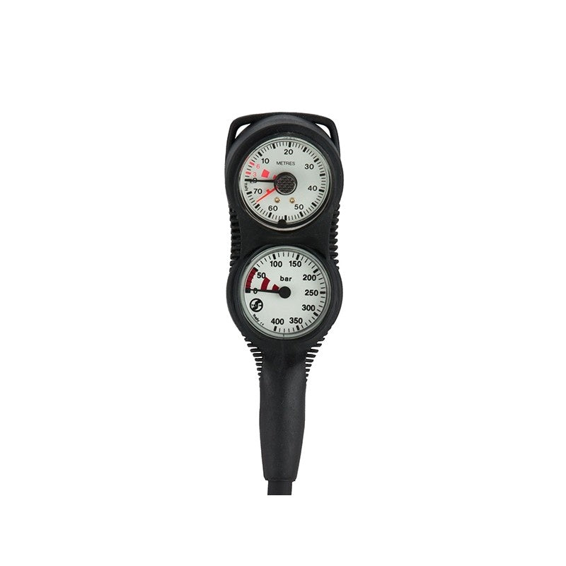 Scubatech Mini Combo IIG console in white with pressure and depth gauges
