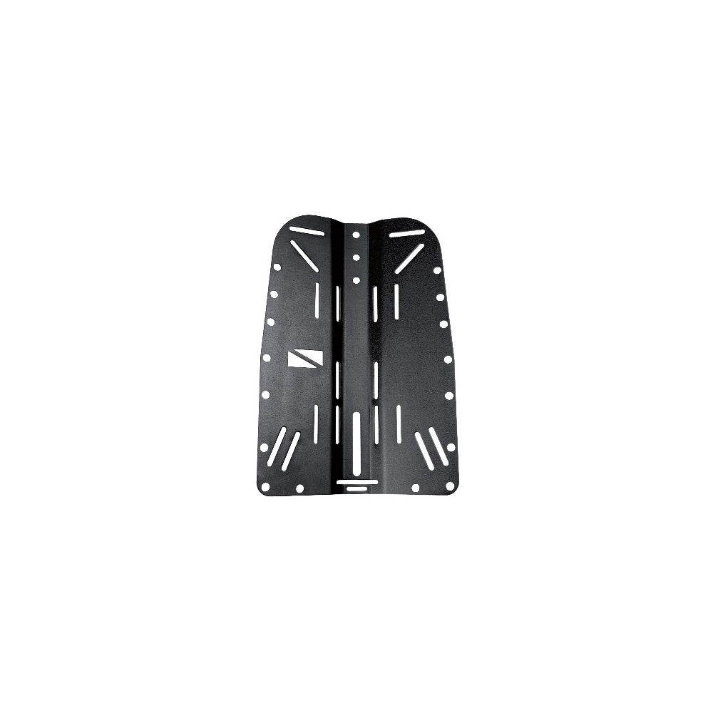 Scubatech aluminium backplate in black, front view