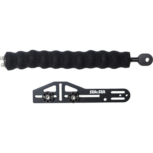 Sea & Sea Adventure Flex Grip & Tray, foam covered flexible grip with YS mount above a slotted tray
