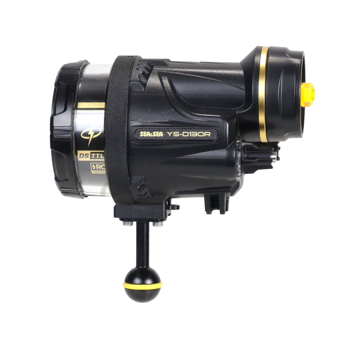 Sea & Sea YS-D130R strobe left side profile with DS-TTL marking