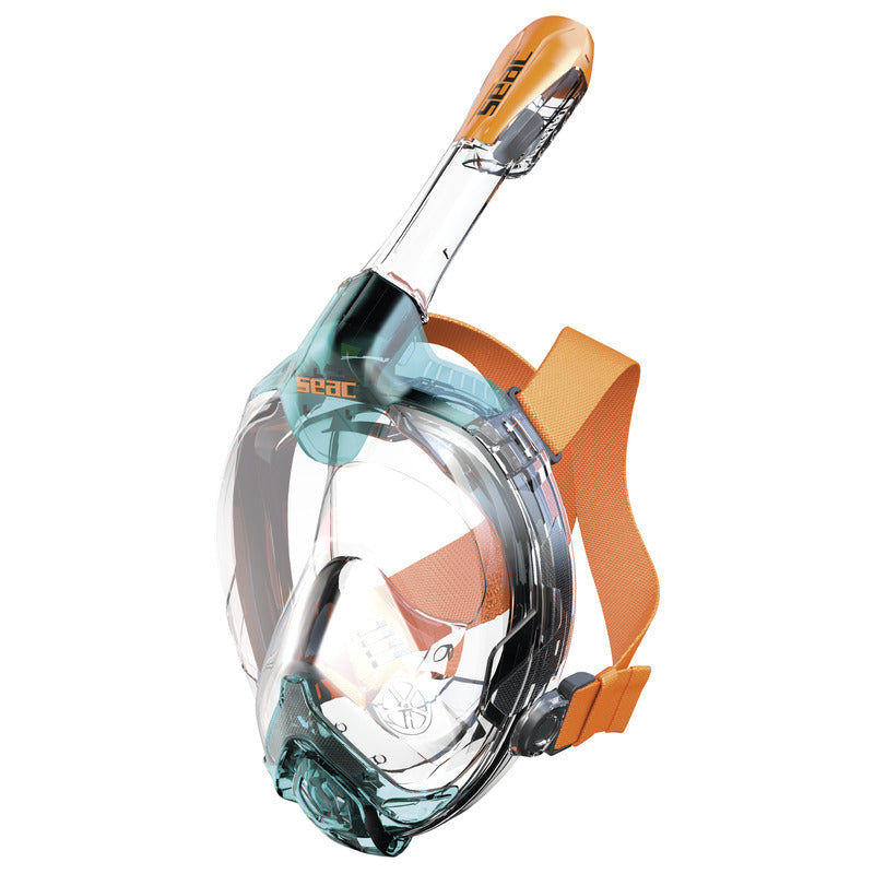 SEAC Libera full face snorkel mask with smoke frame and orange straps