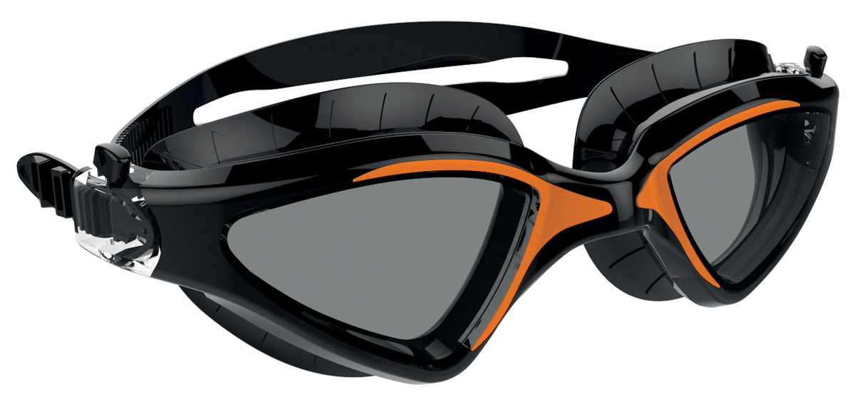 SEAC Lynx swim goggles in black and white with dark lenses