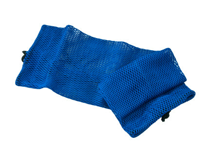 Scubatech black cylinder net laid flat showing the tie cord