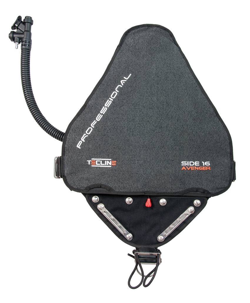 Tecline Side 16 Avenger Professional sidemount BCD in grey Kevlar, back view