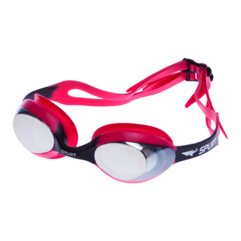 Spurt blaze junior goggles, pink and black frame with mirror silver lens