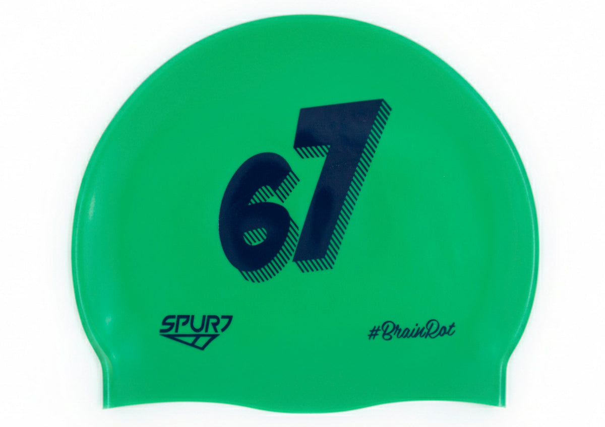 Spurt Brainrot silicone swim cap, 67 on Green