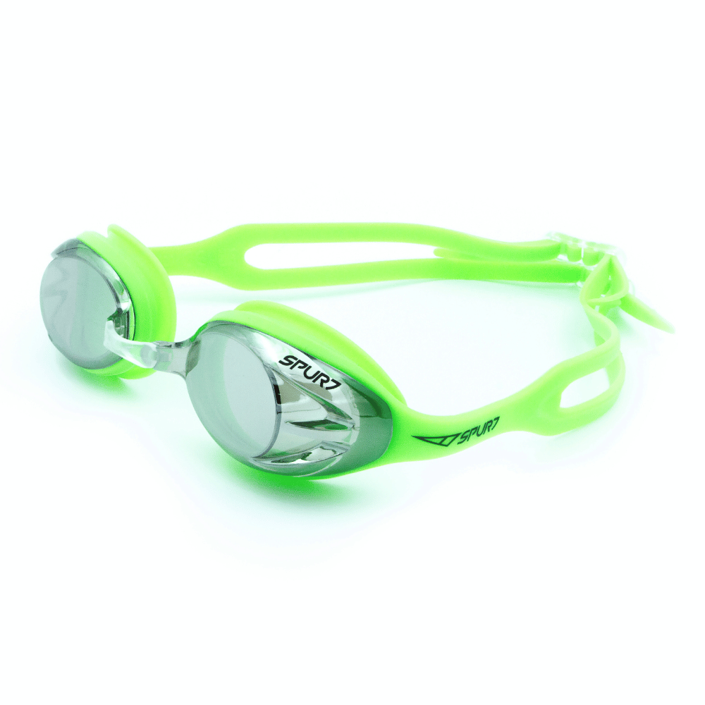 Spurt crush goggles, bright green frame with mirror silver lens