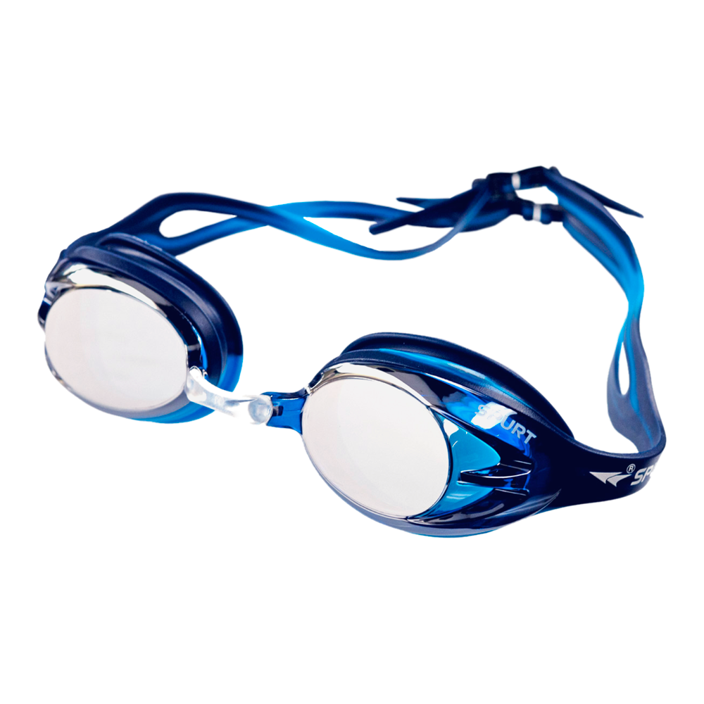 Spurt crush goggles, dark blue and light blue frame with mirror silver/blue lens