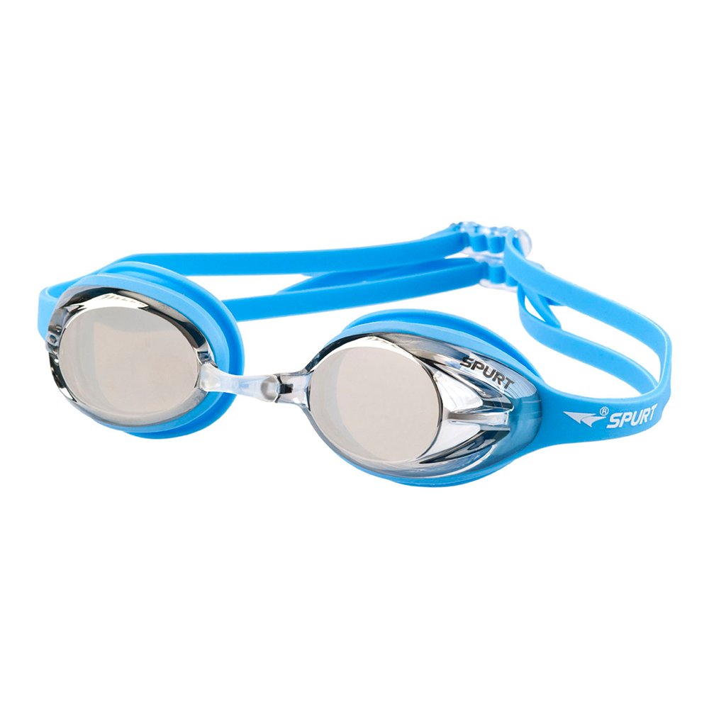 Spurt crush goggles, light blue frame with mirror silver lens