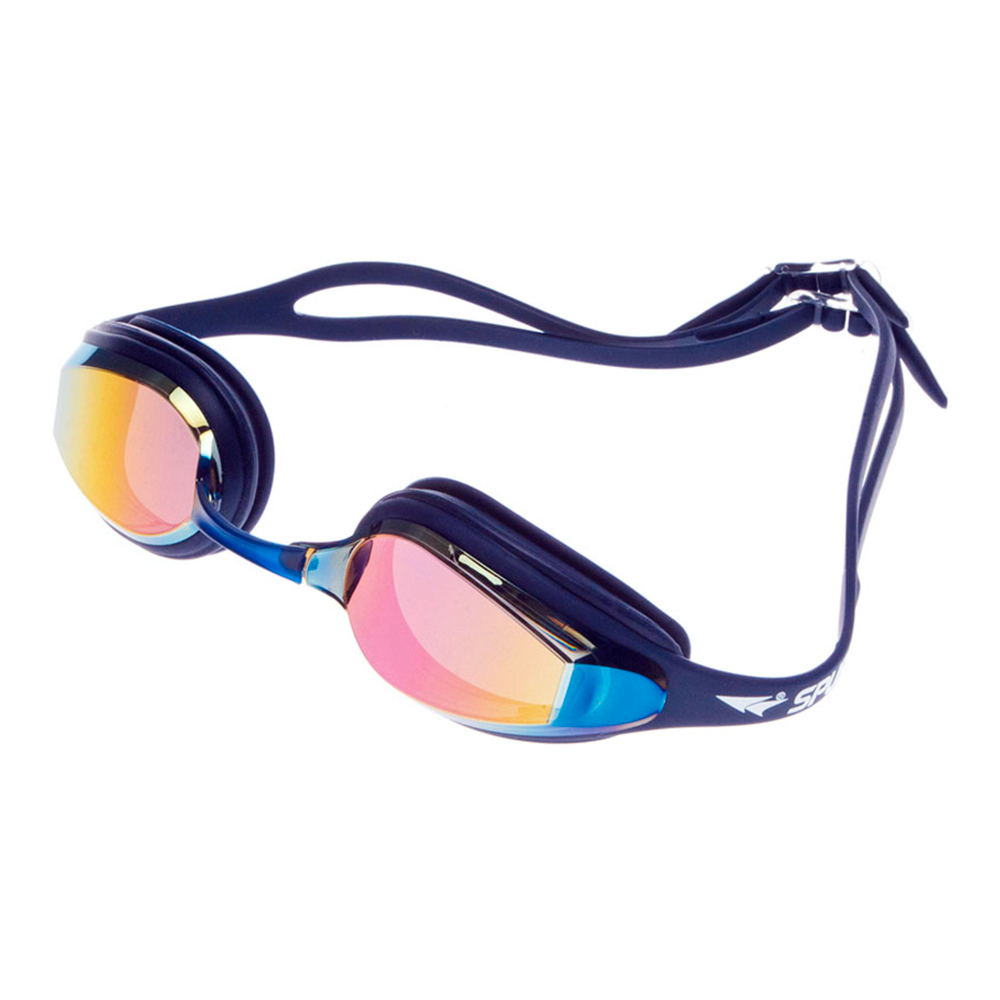 Spurt elite racer goggles, black and white frame with mirror oil-slick purple and gold lens