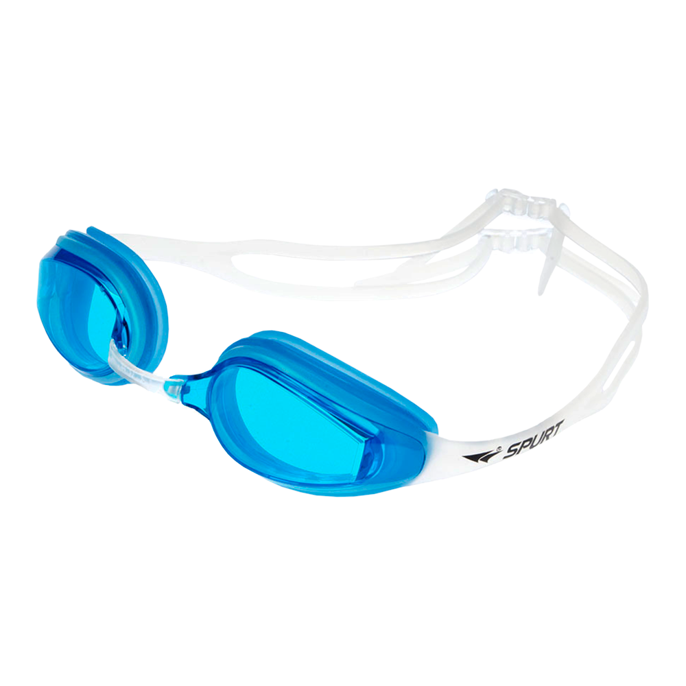 Spurt elite racer goggles, opaque white frame with light blue lens