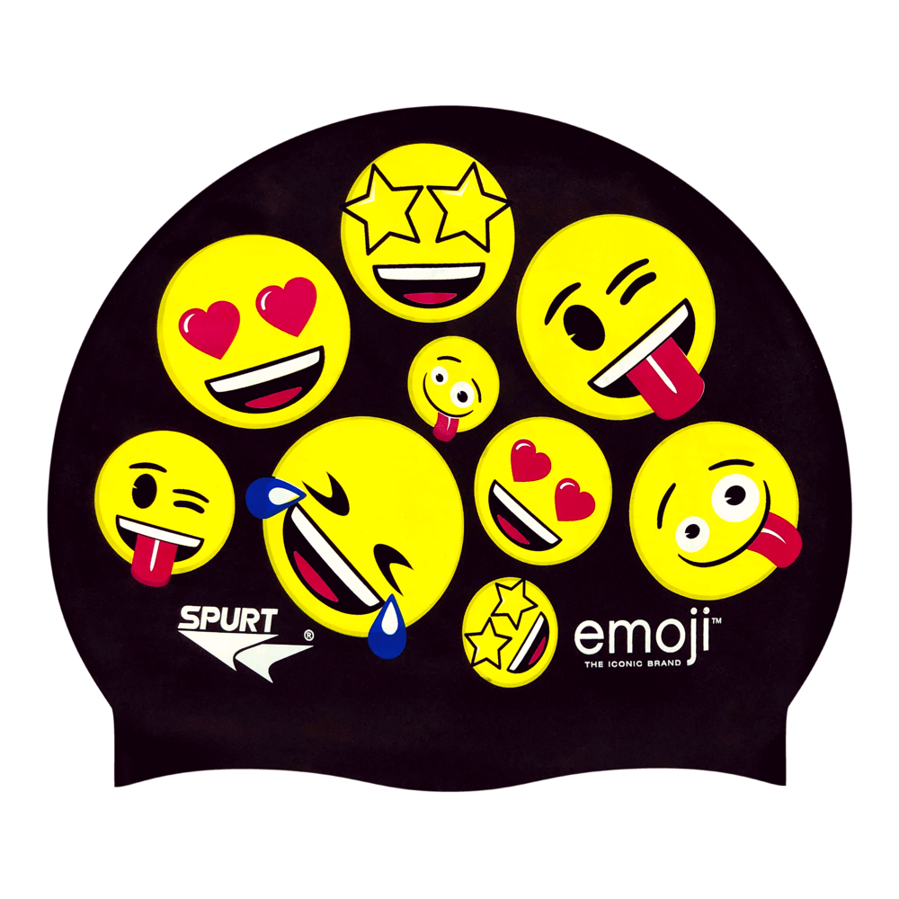 Spurt emoji silicone swim cap, Hear No Evil Monkey on Cerise
