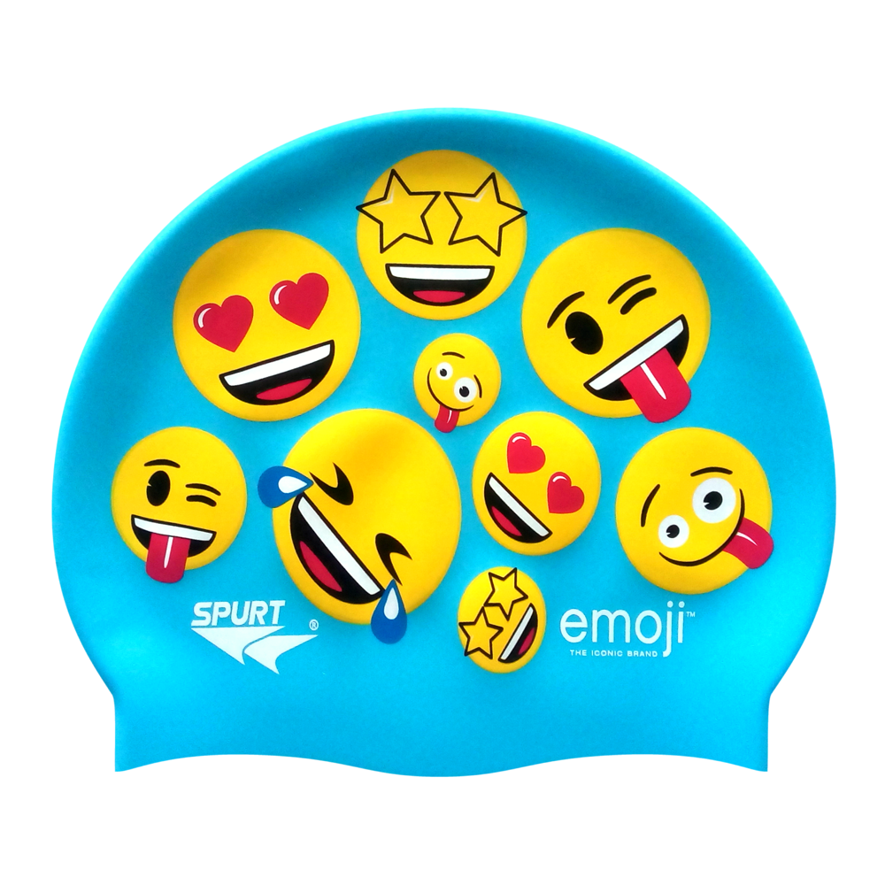Spurt emoji silicone swim cap, Hear No Evil Monkey on Cerise