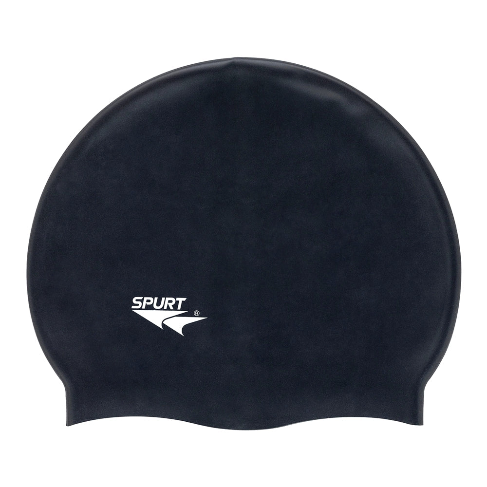 Spurt Flexi plain silicone swim cap in black