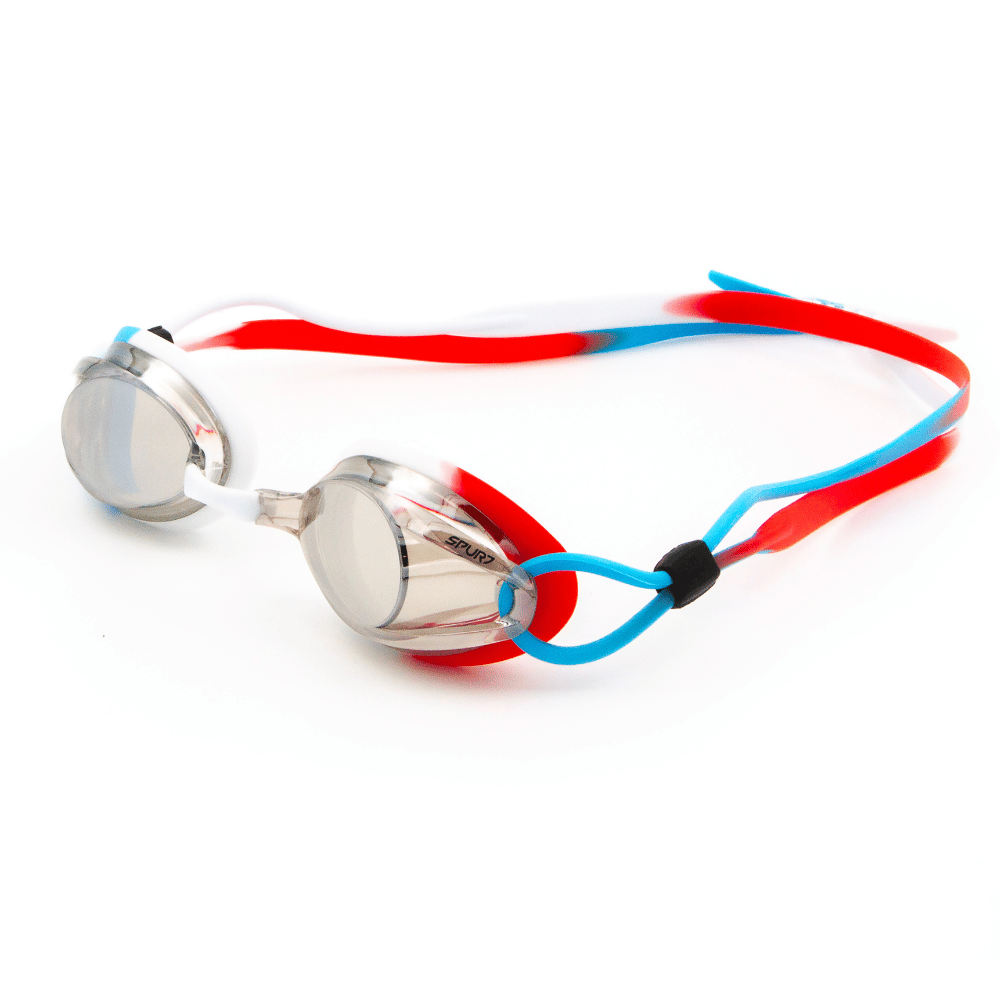 Spurt hydro goggles, black, neon yellow, green, sky blue and smoke black frame with mirror silver lens