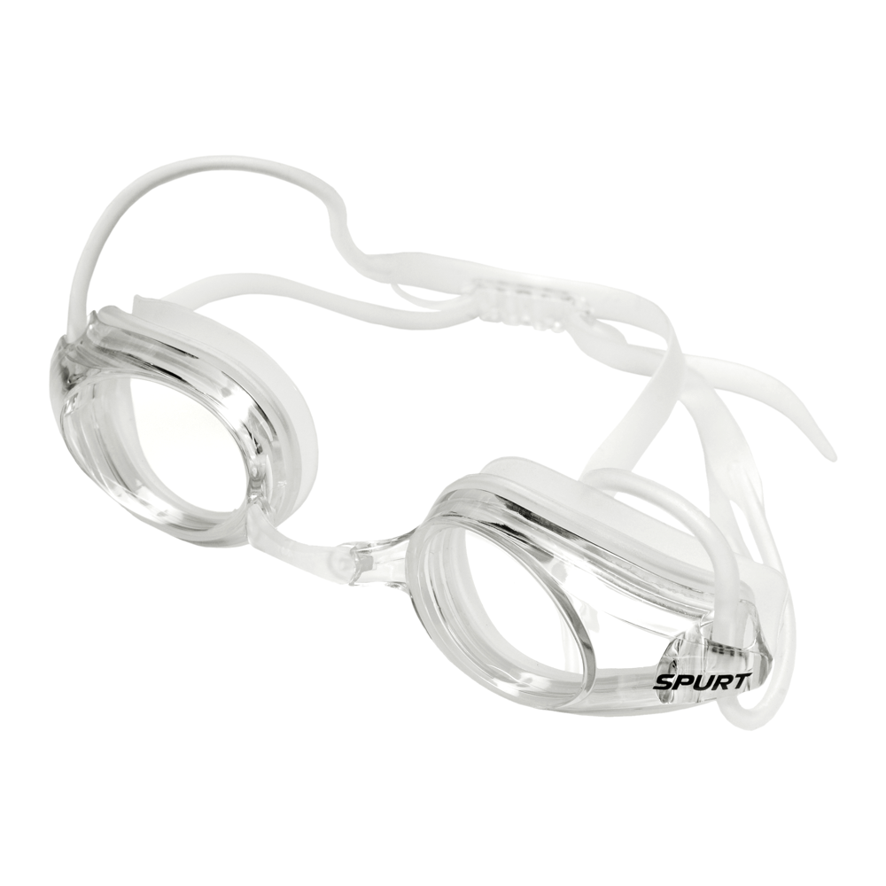 Spurt intermediate racer goggles, opaque white frame with clear lens