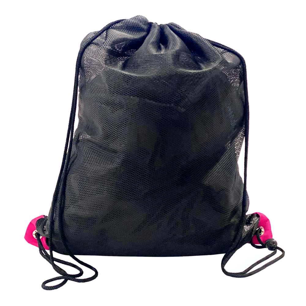 Spurt large mesh drawstring bag, orange, black corners