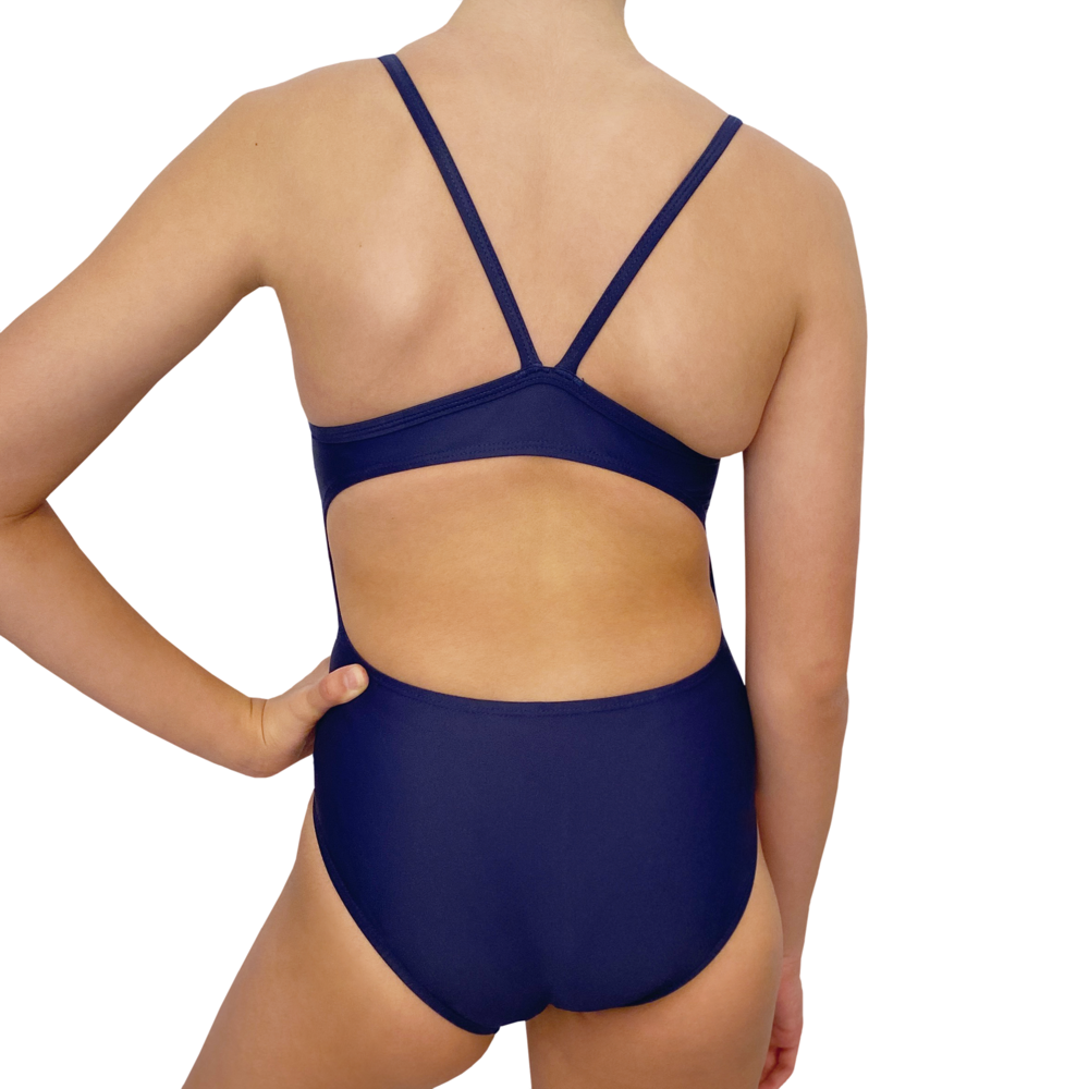 Spurt plain thin strap swimsuit in navy, alternate view 1