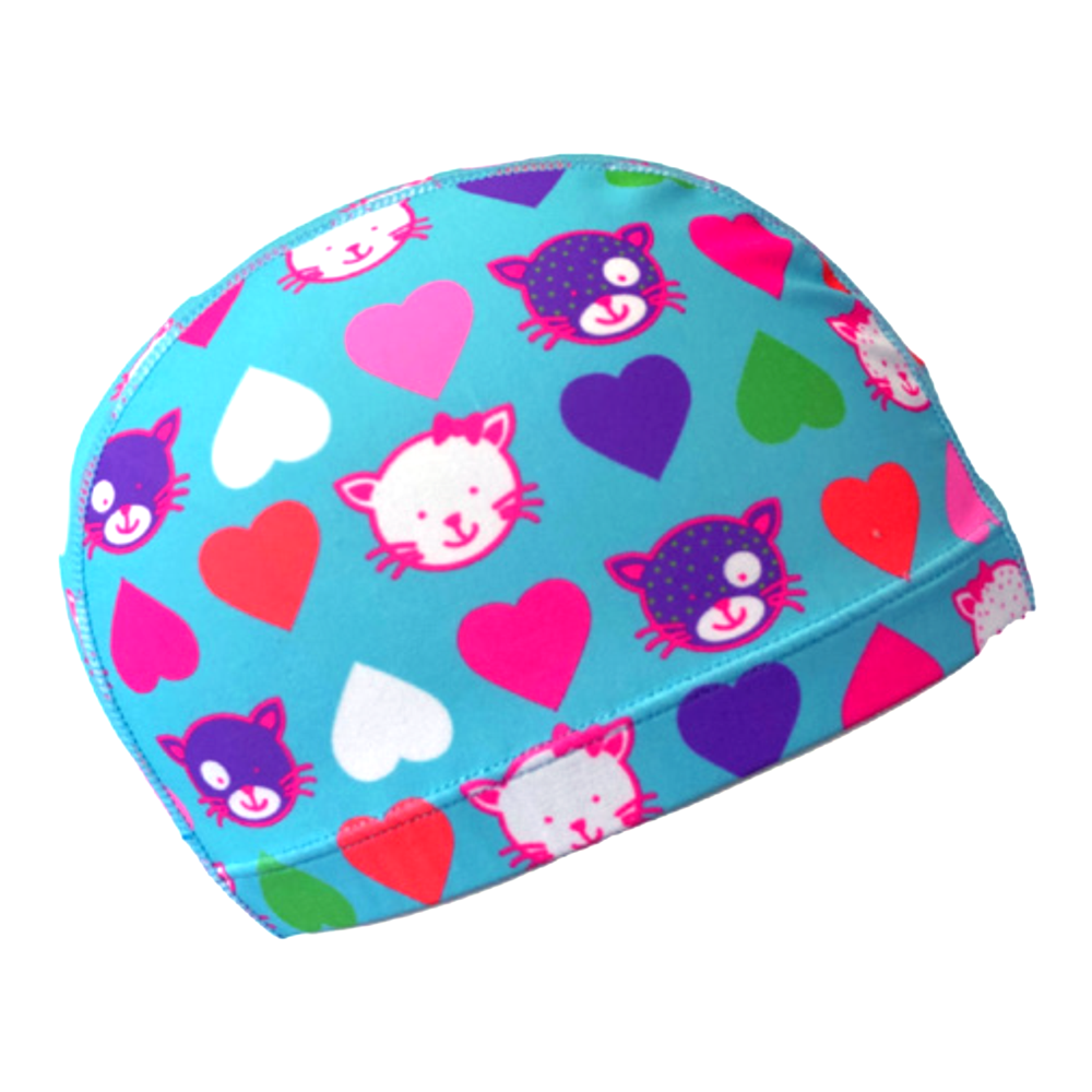 Spurt printed lycra swim cap, Circus on Navy