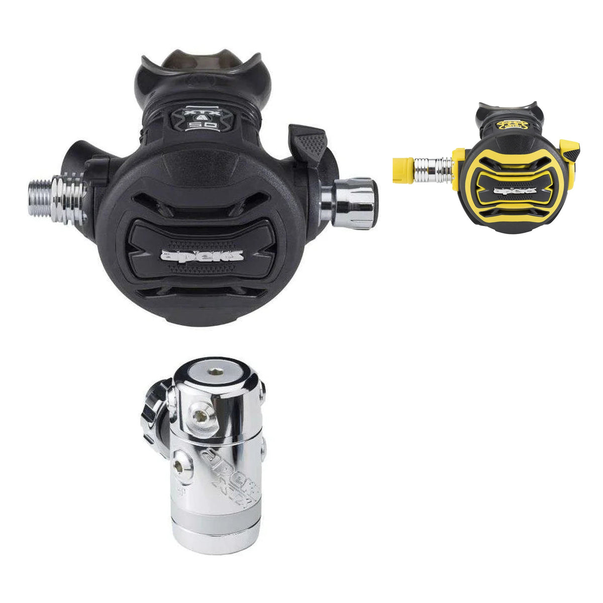 Apeks XTX50 regulator with yellow XTX40 octopus