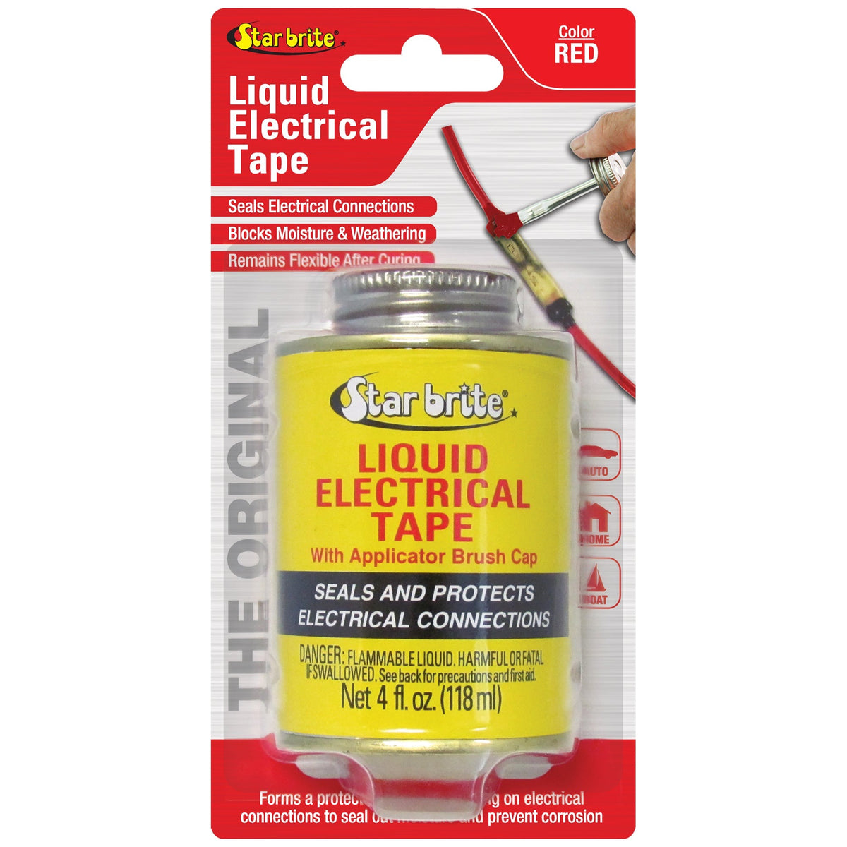 Starbrite Liquid Electrical Tape in black, 1 oz tube with precision tip, in retail pack