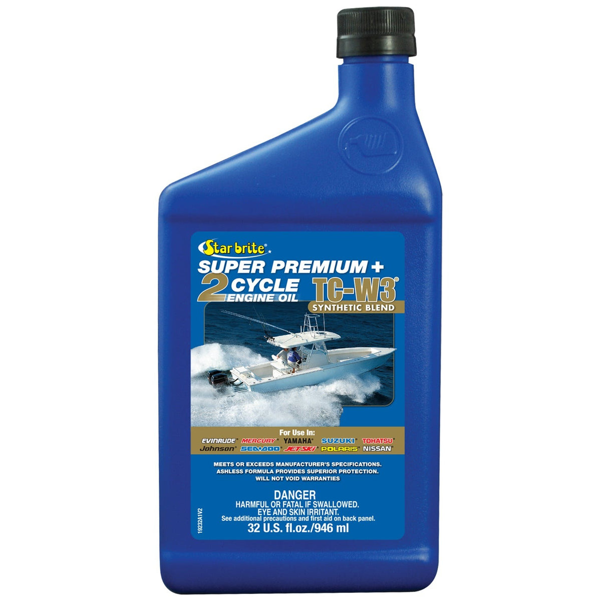 Starbrite Super Premium 2-Cycle TC-W3 engine oil, 946 ml bottle