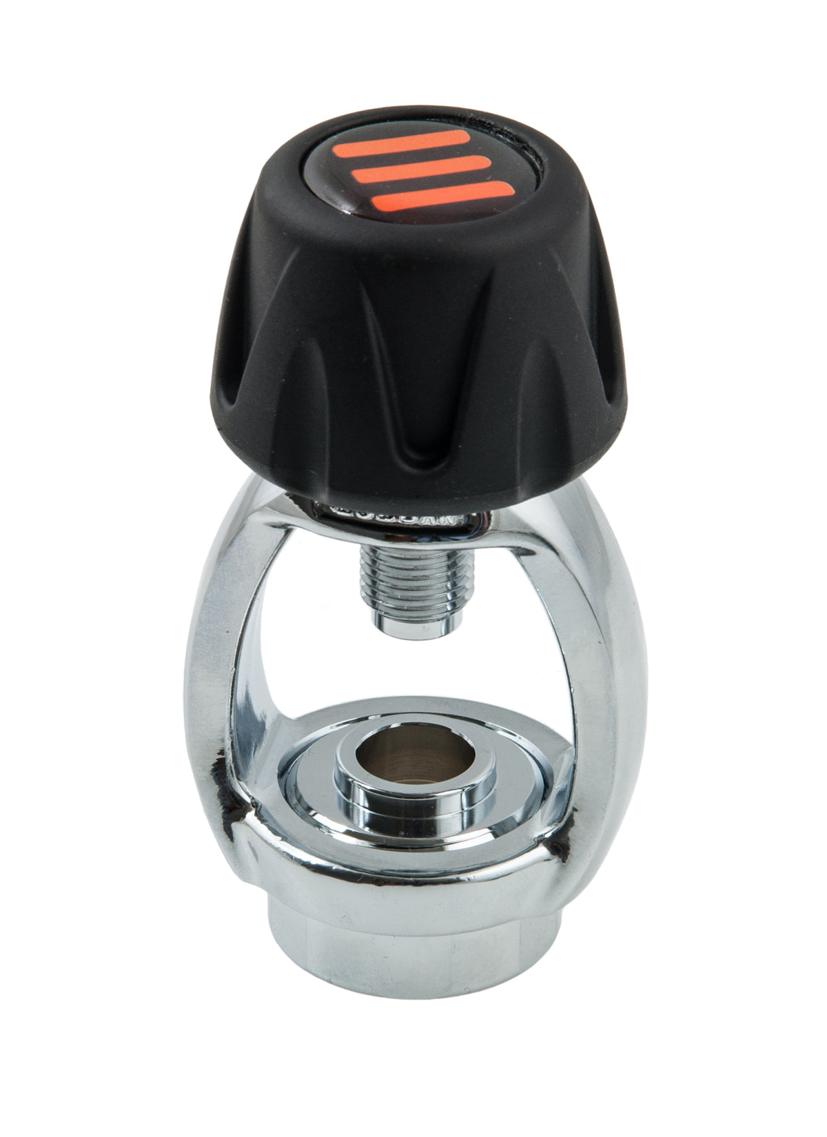 Tecline DIN to INT adapter with black yoke knob and chrome body